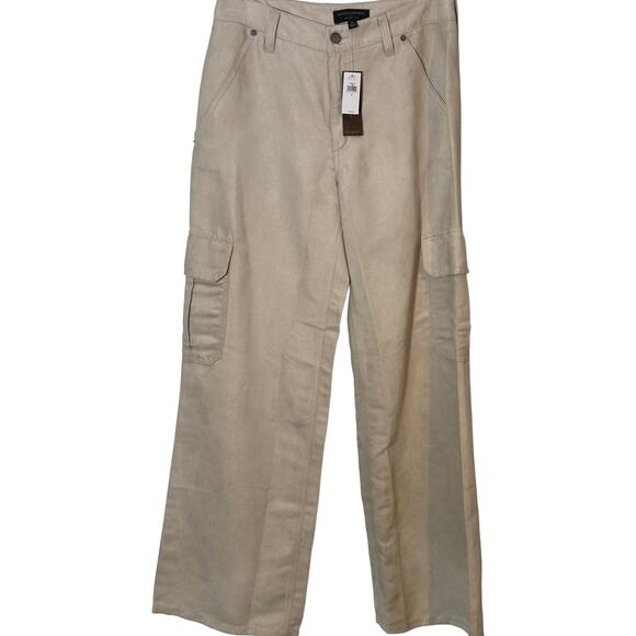 Banana Republic Women's Vegan Suede Mid-Rise Cargo Pants Khaki Size 6 - Picture 1 of 7